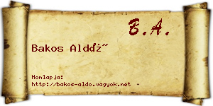 Bakos Aldó névjegykártya
